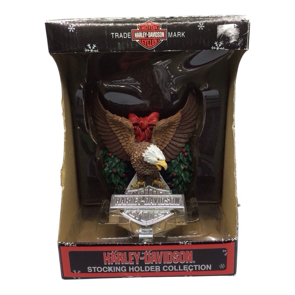 Harley-Davidson 2002 Eagle Christmas Stocking Holder Shelf Sitter NIB
